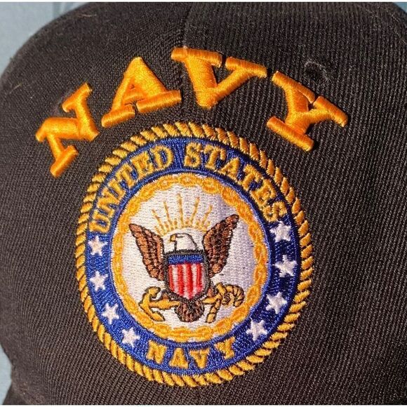 NEW US Navy MILITARY OFFICIAL Embroidered Black TRUCKER BASEBALL Hat Cap - Picture 2 of 7